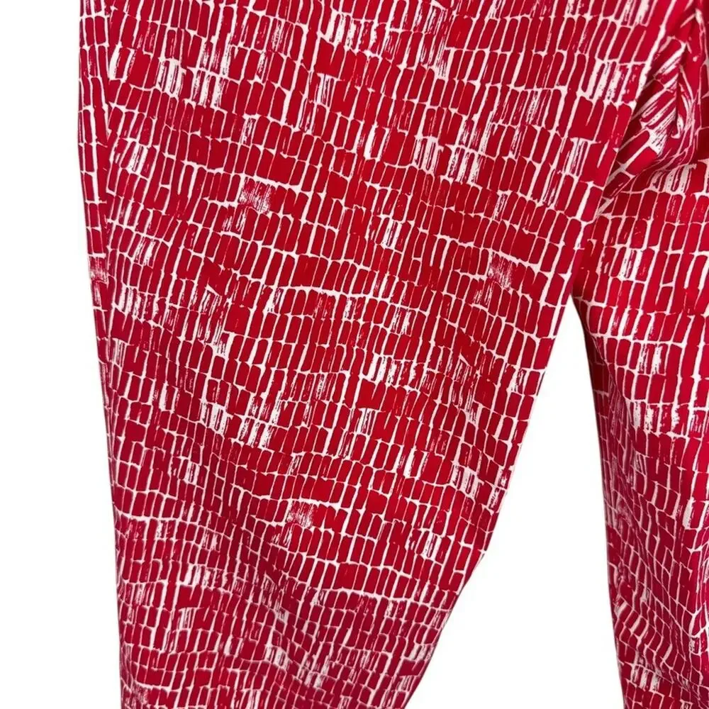 Susan Graver Womens Red White Zip Fly Stretch Elastic Waist Pants Printed 18 W - Picture 12 of 16